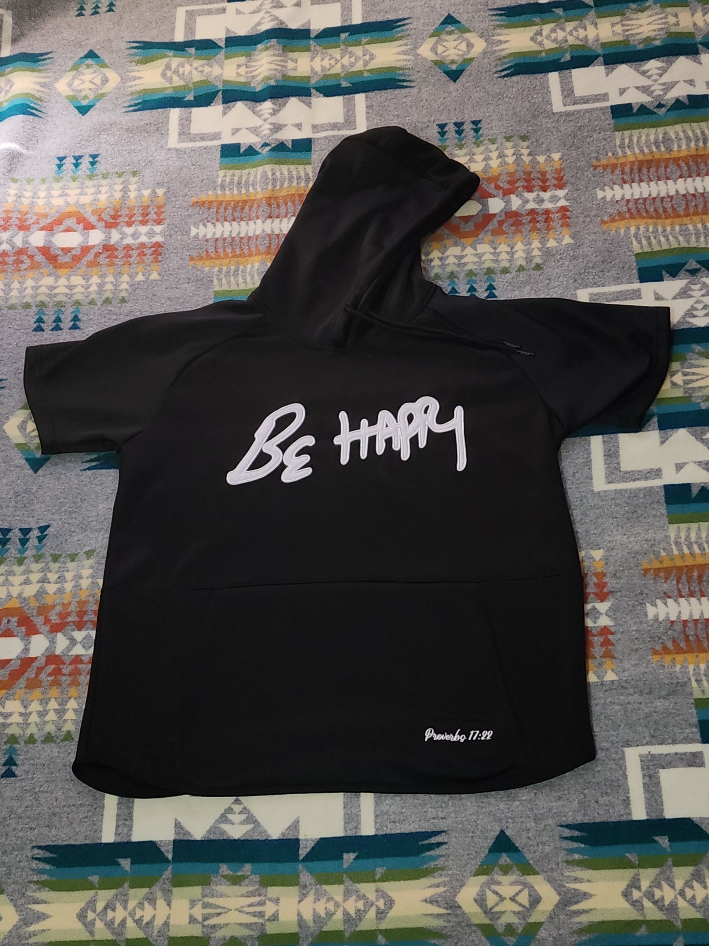 Black with White short sleeve fleece hoody men's sizes