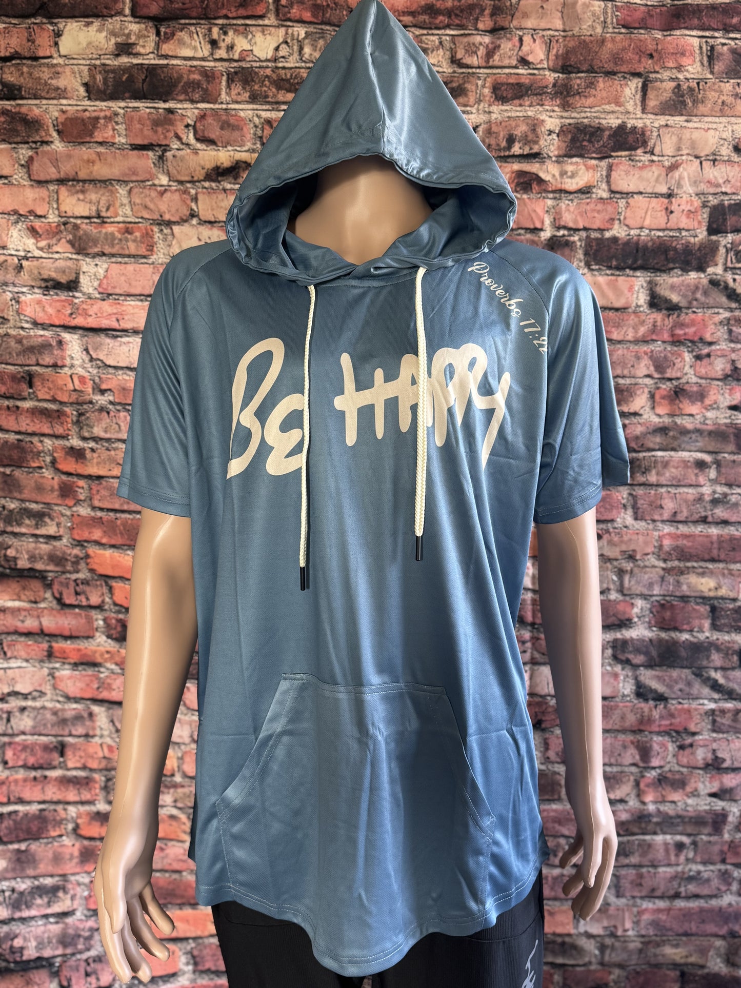 New Blue Short Sleeve Hoodie