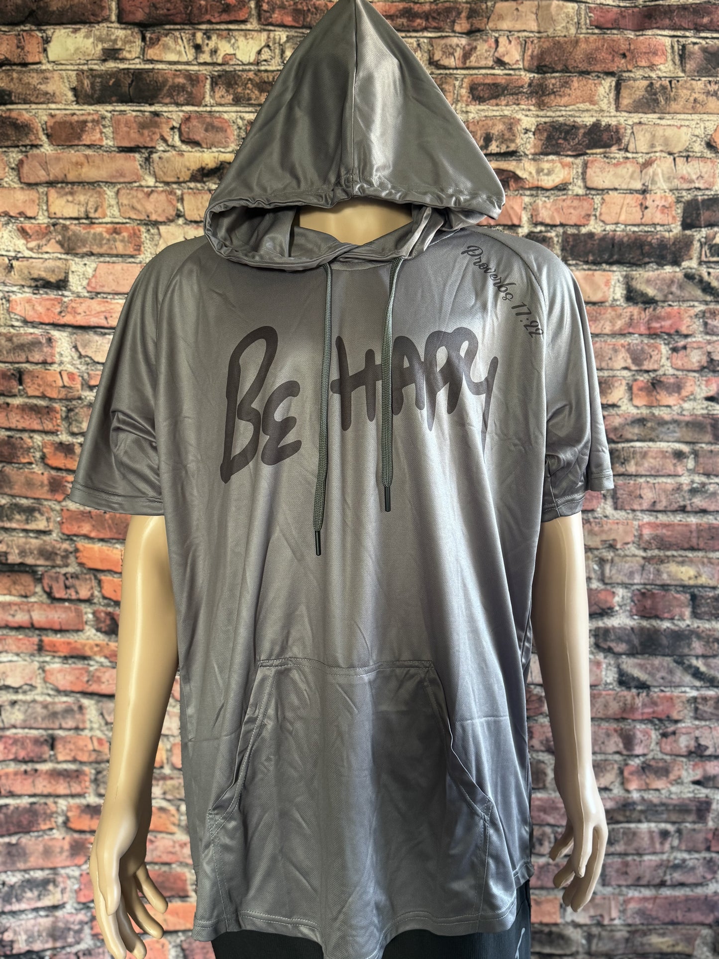 Gray Short Sleeve Hoodie