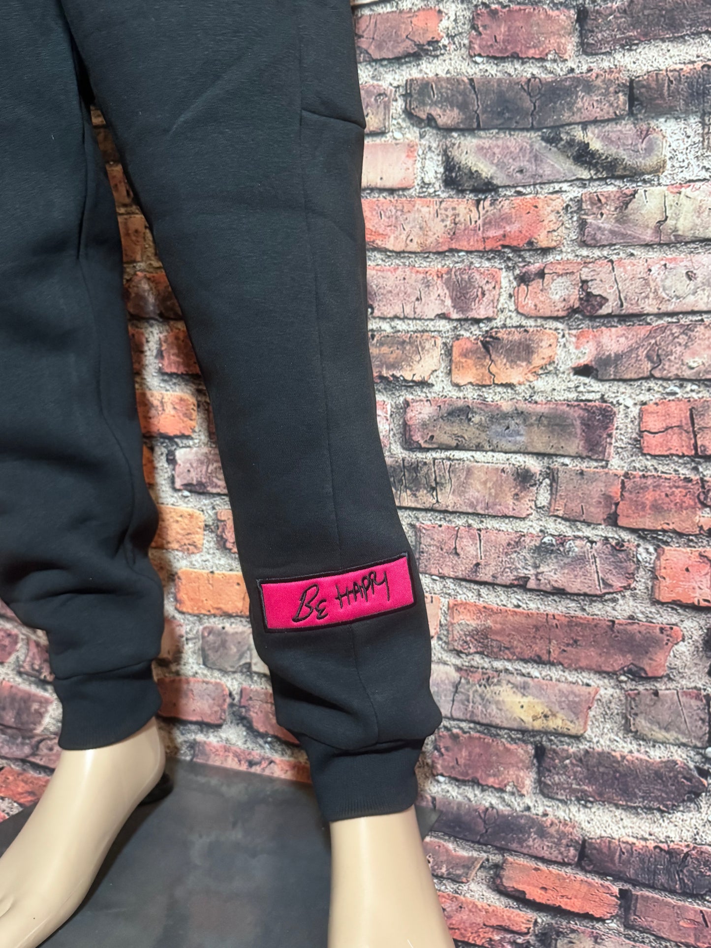 Black Embossed Fleece Jogger