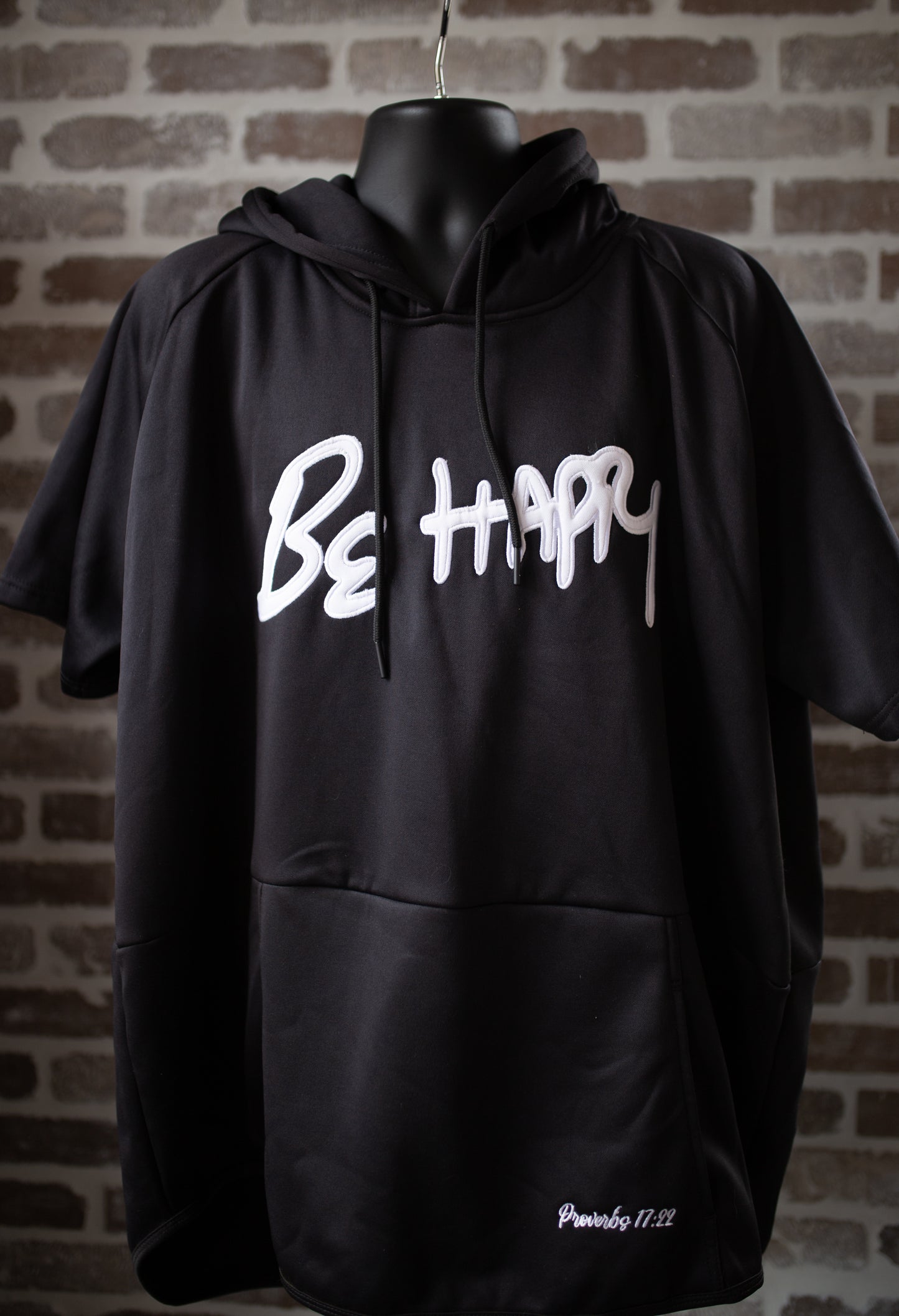 Black with White short sleeve fleece hoody men's sizes