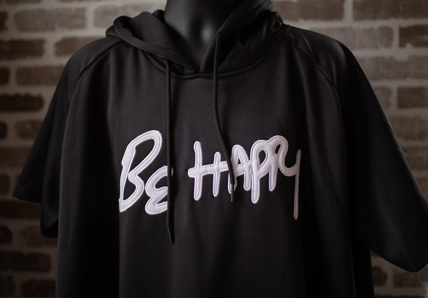 Black with White short sleeve fleece hoody men's sizes
