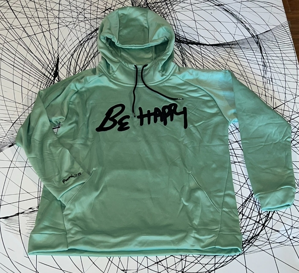 Be Happy Mint Fleece Hoodie Pull over