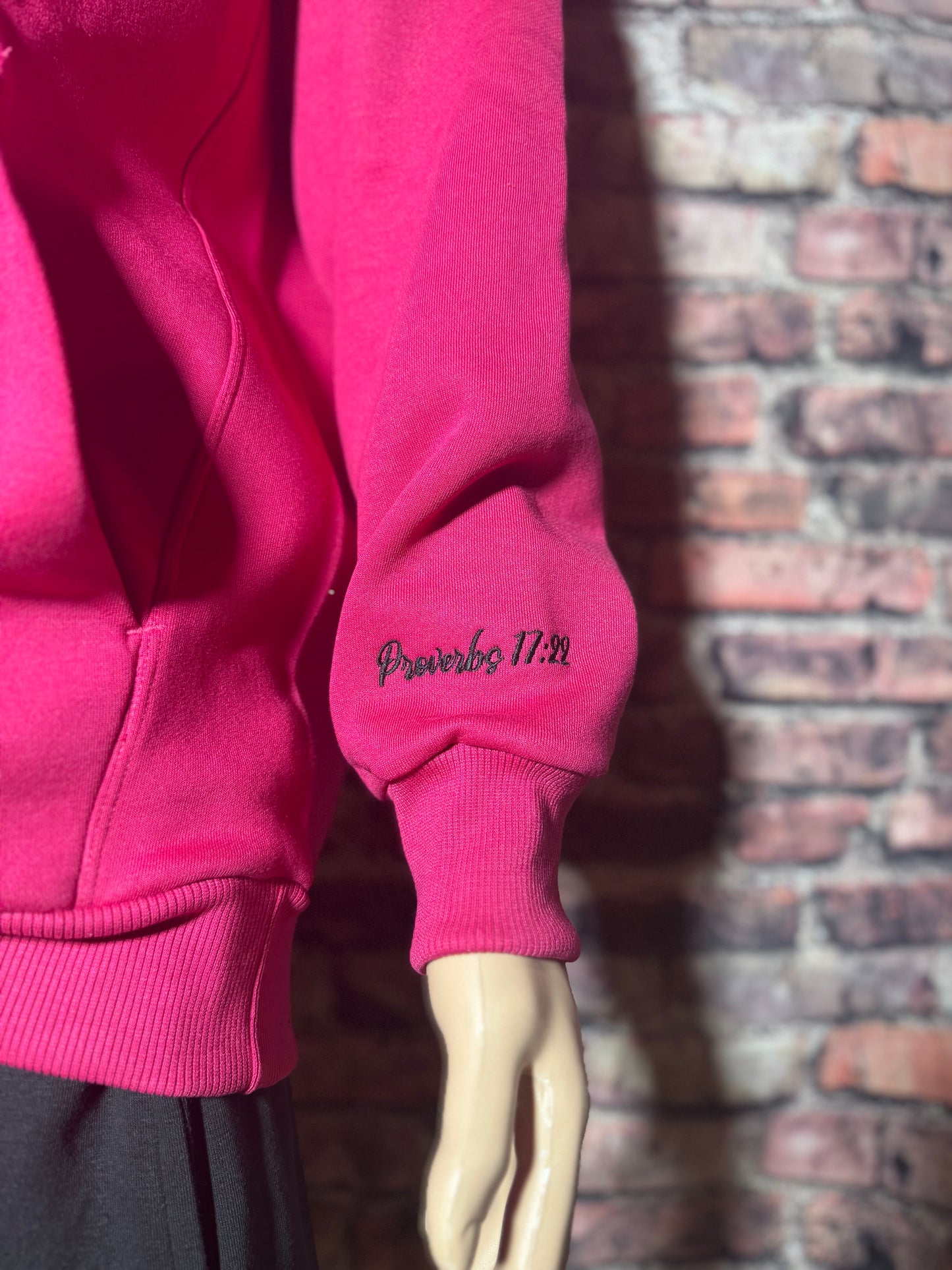 Pink Embossed Hooded Sweater
