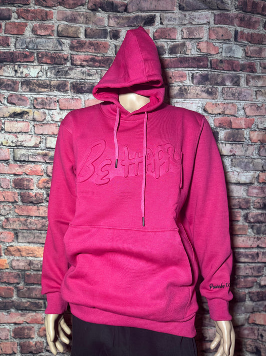 Pink Embossed Hooded Sweater