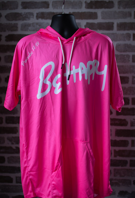 Pink Short Sleeve Light Weight Hoody Men's Sizes